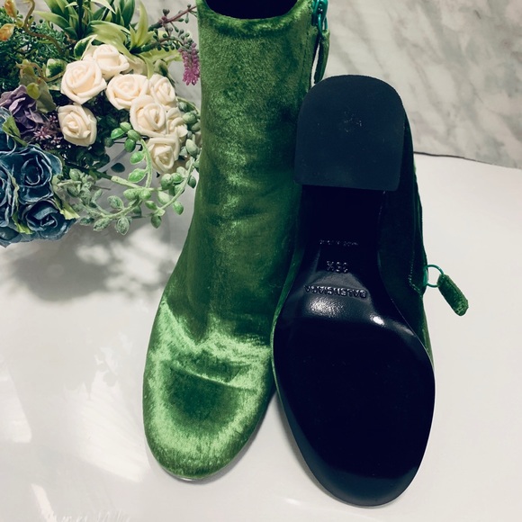 Balenciaga Green Velvet Zip Up Boots Size35.5 - Picture 5 of 6